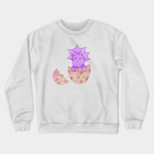 Cute baby dinosaur triceratops hatching from an egg Crewneck Sweatshirt